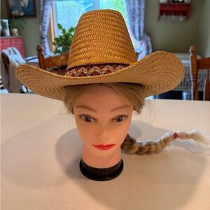 Vtg Bailey U Rollit Mens Cowboy Tan Straw Panger Berth Western Sports Hat 7 1/8
